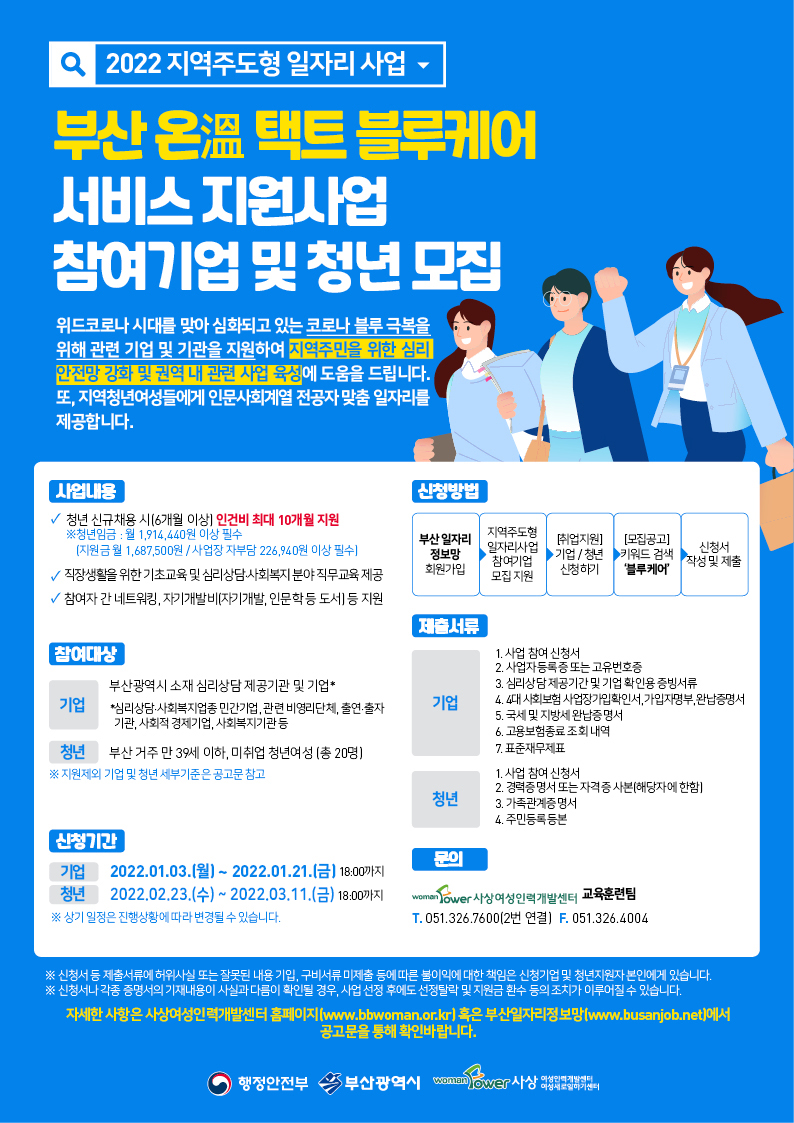 [사상여성인력개발센터] 부산 온택트 블루케어 서비스 지원 사업 | 사회복지학과