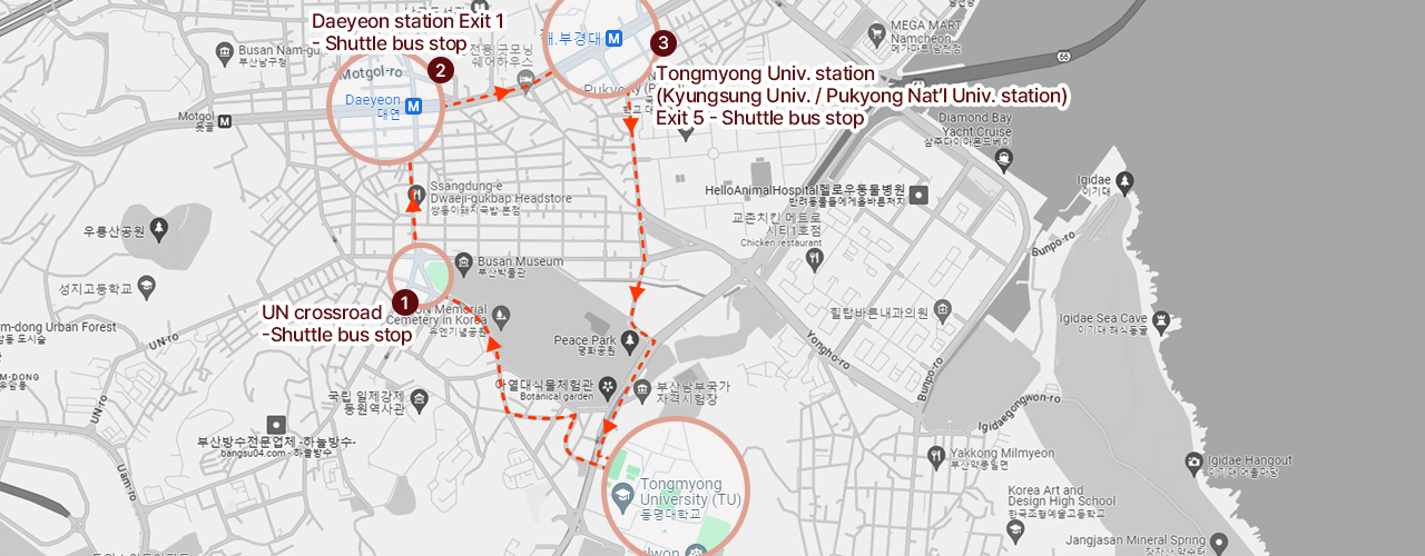 Tongmyong shuttle bus route guide  